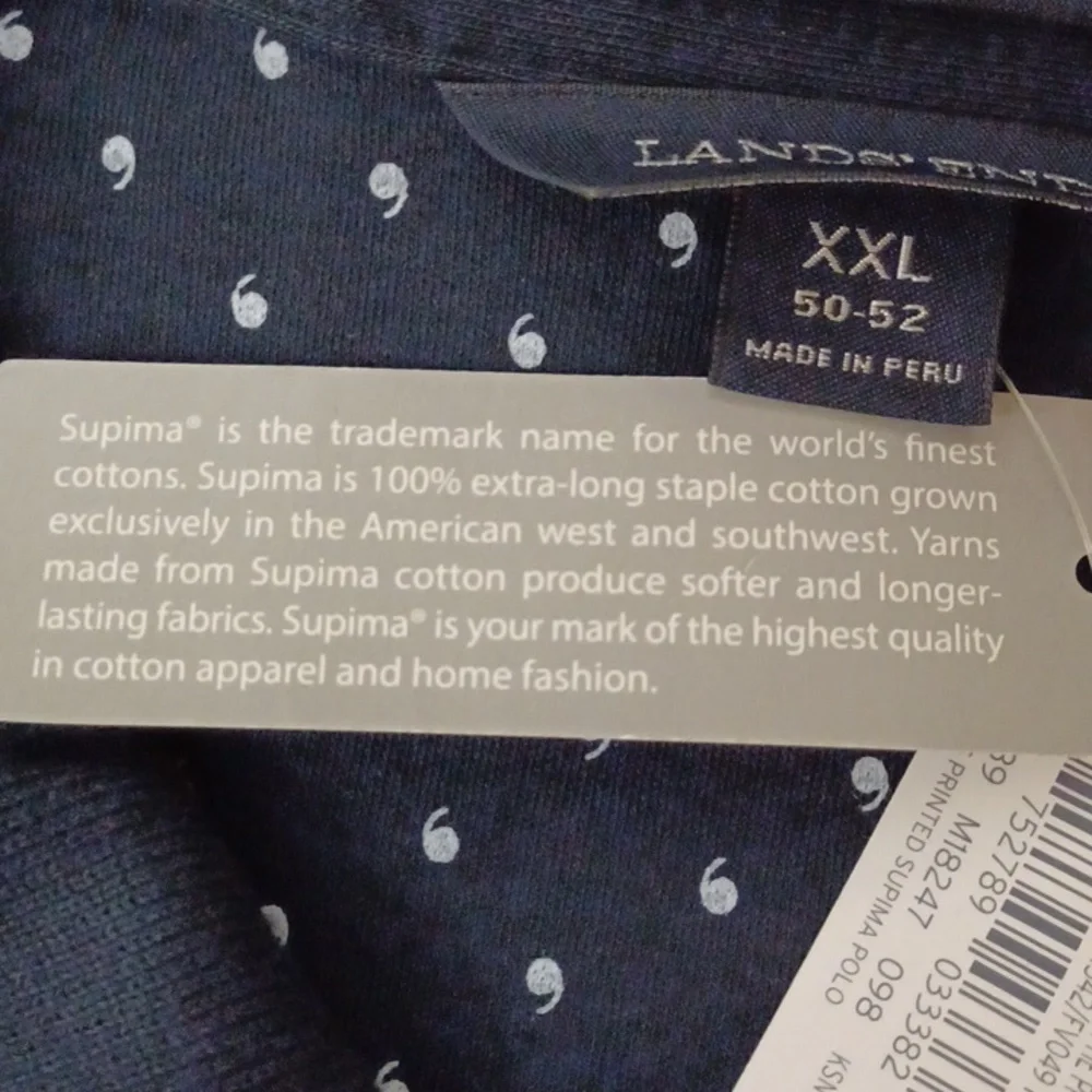 Lands End Navy Polo XXL Supima Cotton - Picture 9 of 11